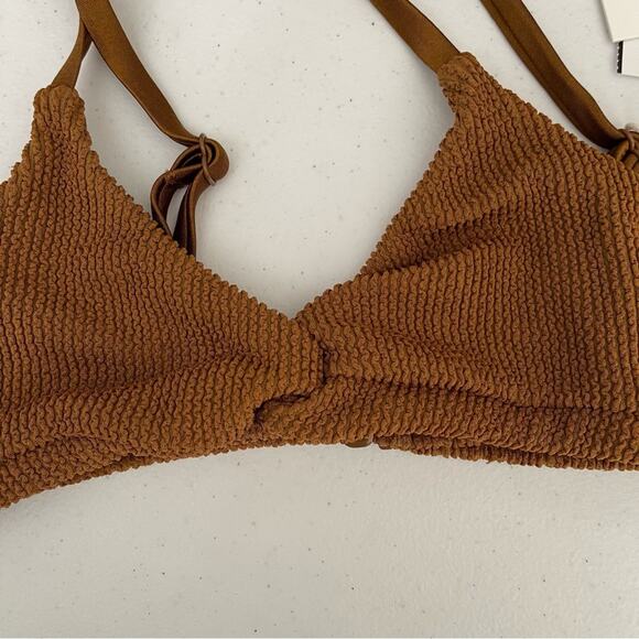 NWT Good American Bikini Swim Bathings Suit Always Fit Twist Top Bronze Brown XS - Picture 5 of 10